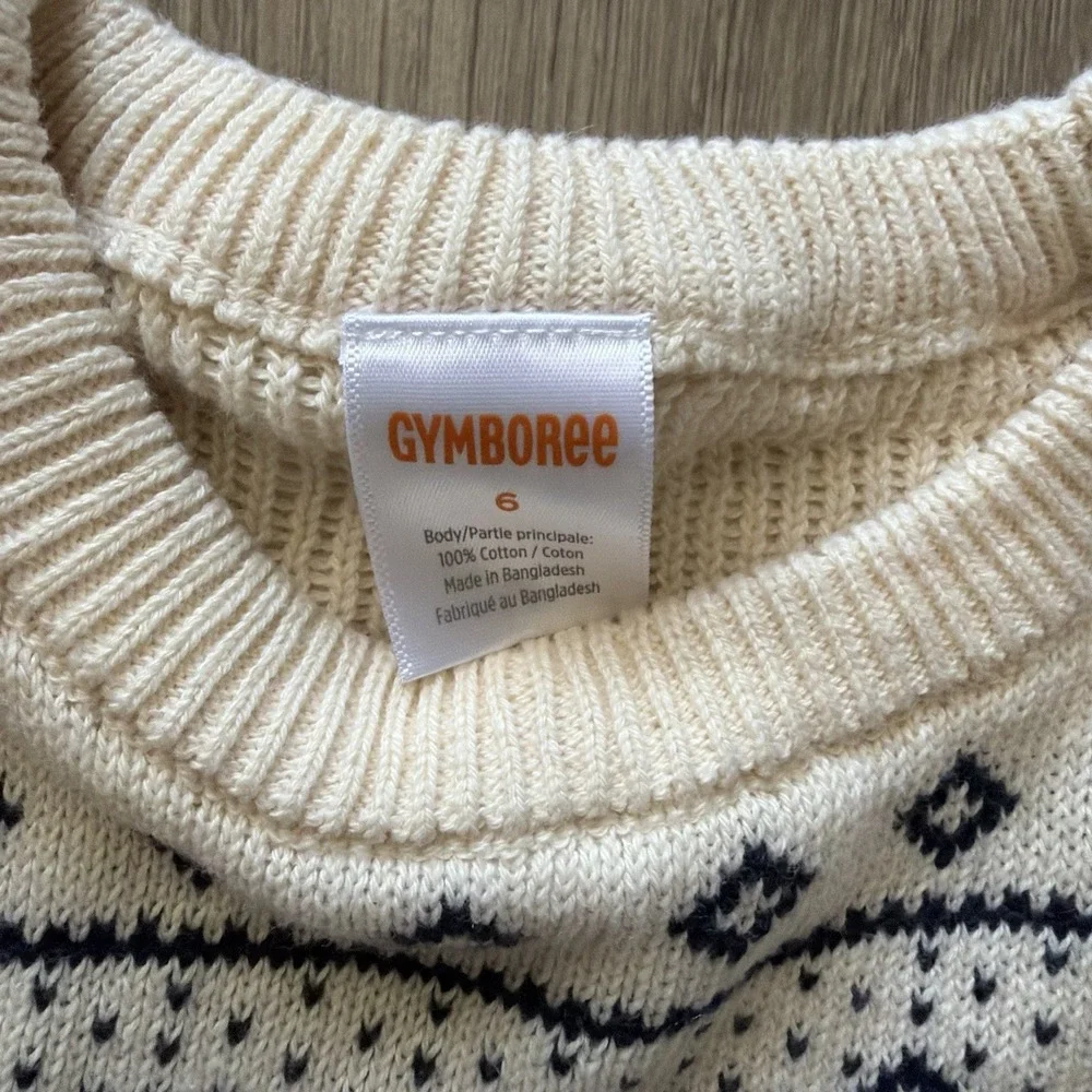 Gymboree Girls Size 6 Fair Isle Sweater Dress Navy Beige Knit
